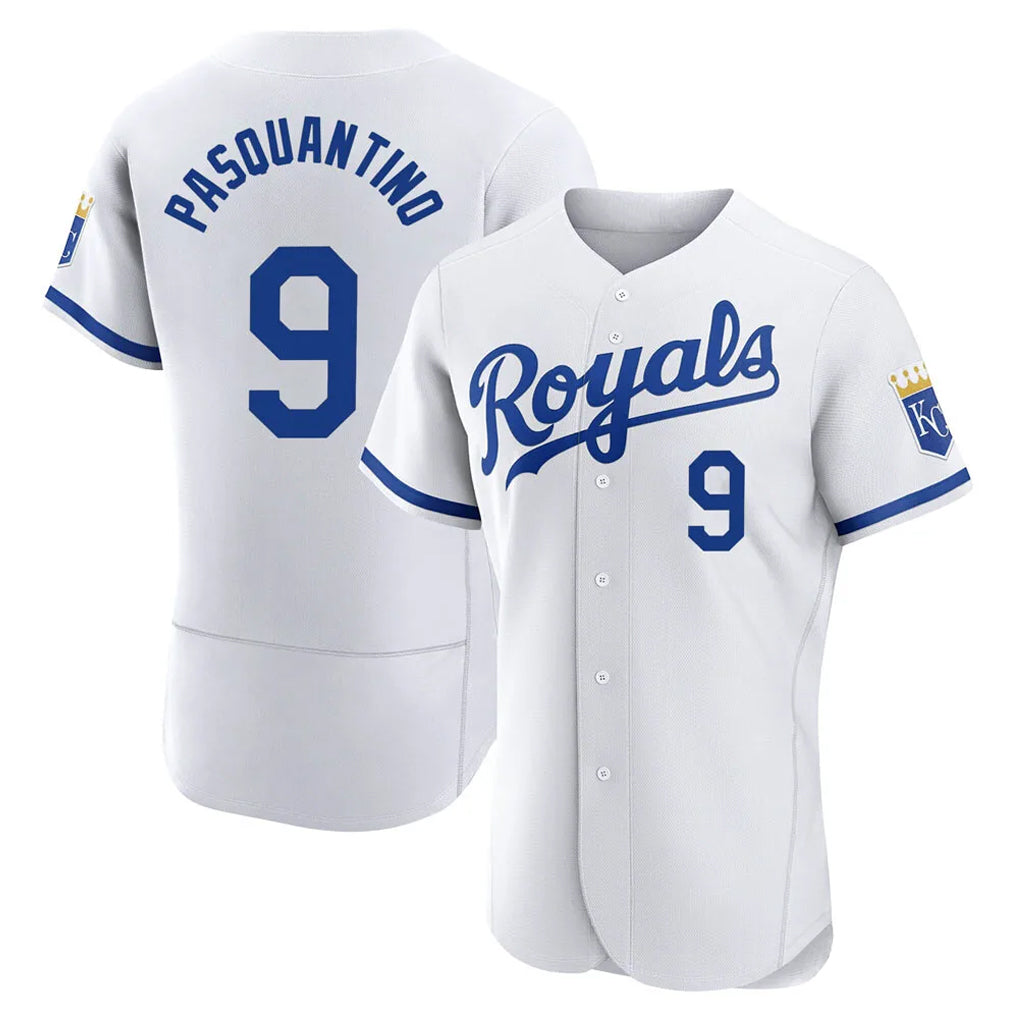 Johmsee KC.Royals #9 Vinnie Pasquantino Player White Limited Elite Home Game Stitched Jerseys