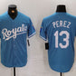 Kansas City Royals #13 Salvador Perez Light Blue Cool Base Stitched Baseball Jerseys