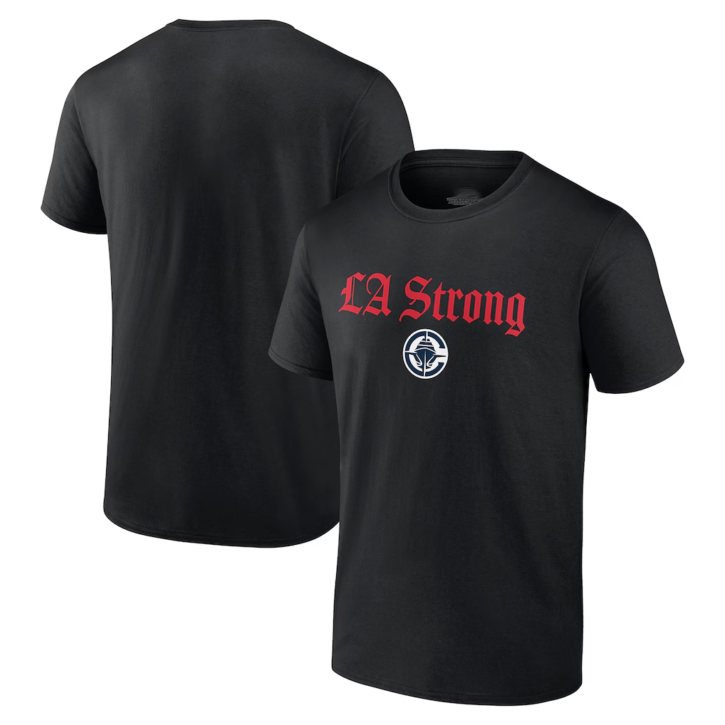 Johmsee L.Clippers Black LA Strong T-Shirt Stitched Jerseys