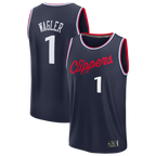 Johmsee L.Clippers #1 Keaton Wagler Navy Draft First Round Pick Fast Break Stitched Jerseys - Icon Edition