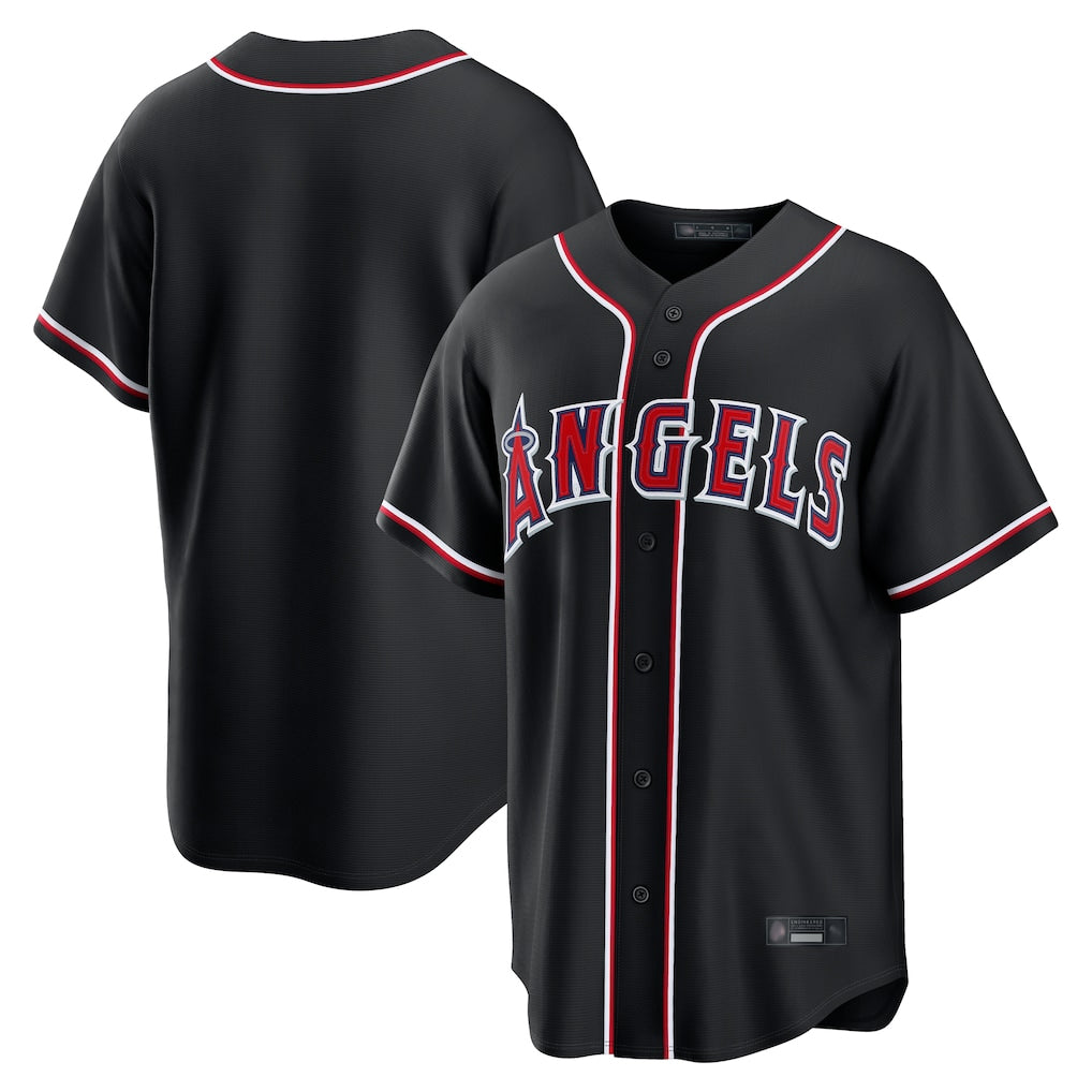 Johmsee LA.Angels Black Fashion Out Home Game Blank Player Stitched Jerseys