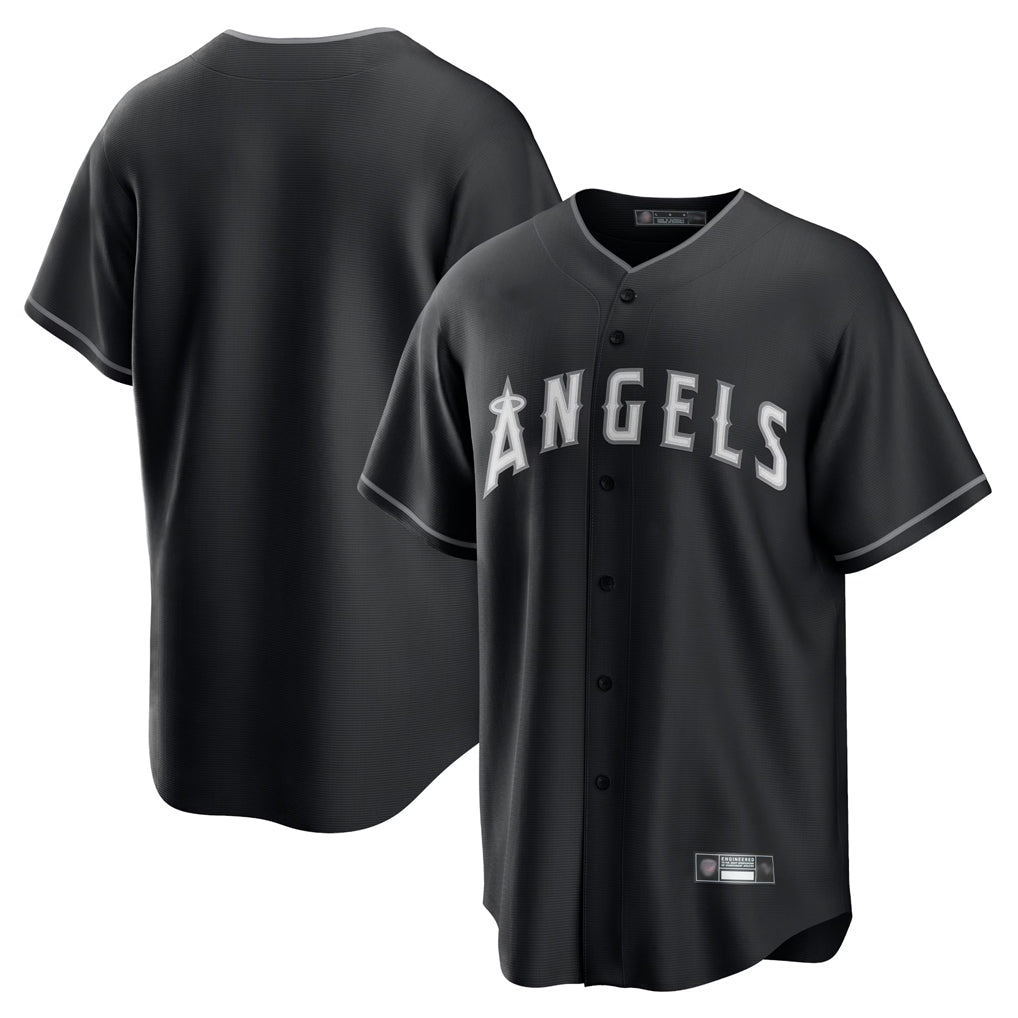 Johmsee LA.Angels Black Lights Out Fashion T-shirt Blank Player Stitched Jerseys