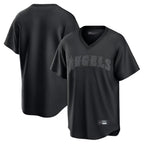 Johmsee LA.Angels Black Pitch Fashion Blank Player T-shirt Stitched Jerseys