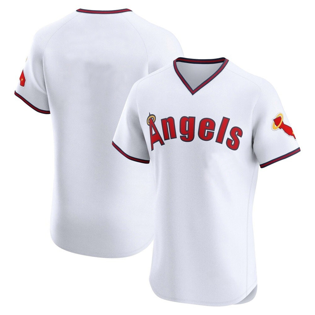 Johmsee LA.Angels White T-shirt Home Limited Elite Blank Player Stitched Jerseys