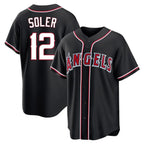 Johmsee LA.Angels #12 Jorge Soler Player Black Fashion Out Home Game Stitched Jerseys