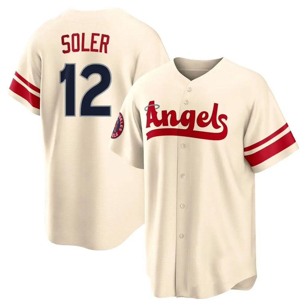 Johmsee LA.Angels #12 Jorge Soler Player Cream City Connect Home Stitched Jerseys