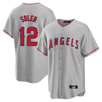 Johmsee LA.Angels #12 Jorge Soler Player Gray Home Game Stitched Jerseys