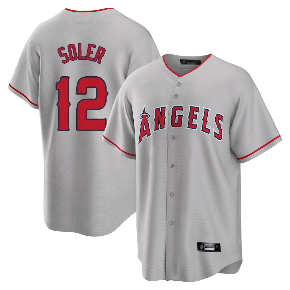 Johmsee LA.Angels #12 Jorge Soler Player Gray Home Game Stitched Jerseys