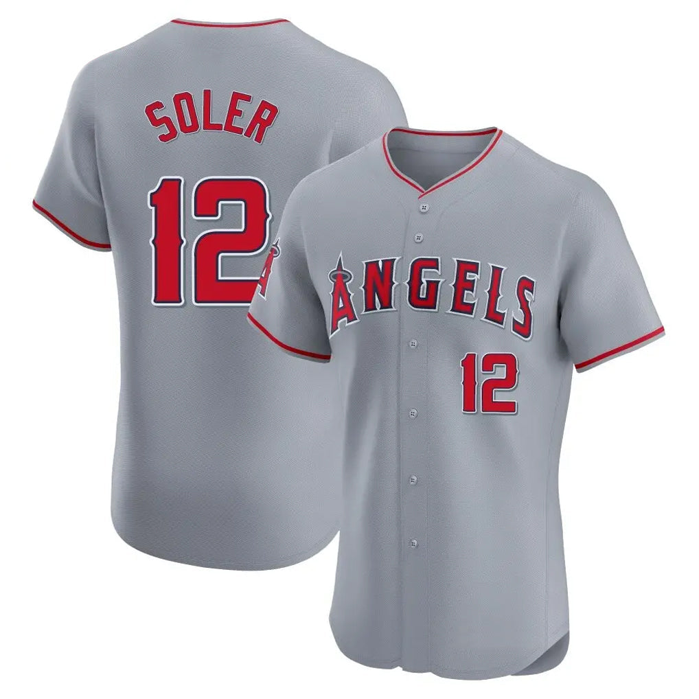 Johmsee LA.Angels #12 Jorge Soler Player Gray Home Limited Elite Stitched Jerseys