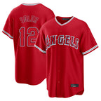Johmsee LA.Angels #12 Jorge Soler Player Red Home Game Stitched Jerseys