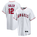 Johmsee LA.Angels #12 Jorge Soler Player White Home Game Stitched Jerseys