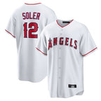 Johmsee LA.Angels #12 Jorge Soler Player White Home Game Stitched Jerseys