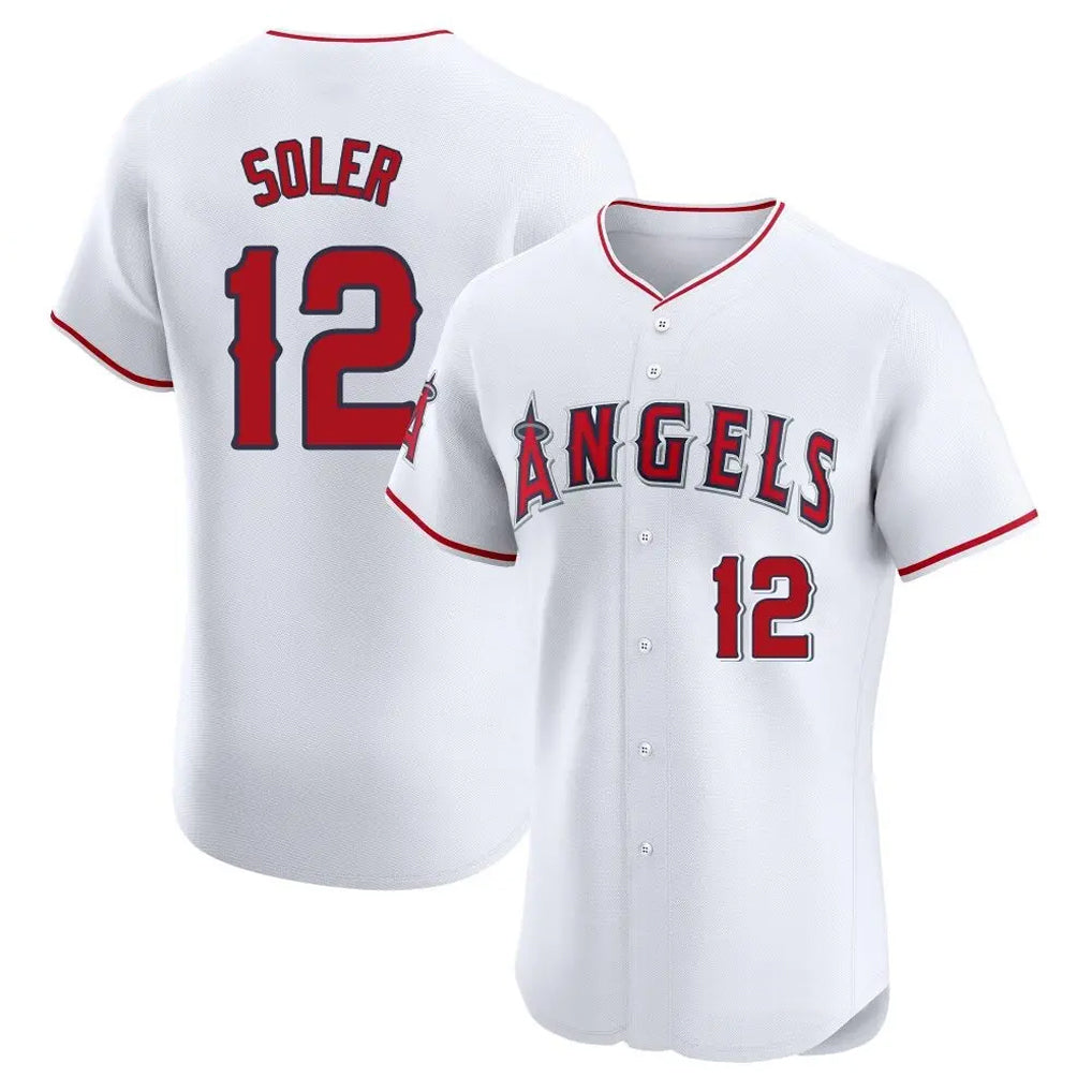 Johmsee LA.Angels #12 Jorge Soler Player White Limited Elite Stitched Home Jerseys