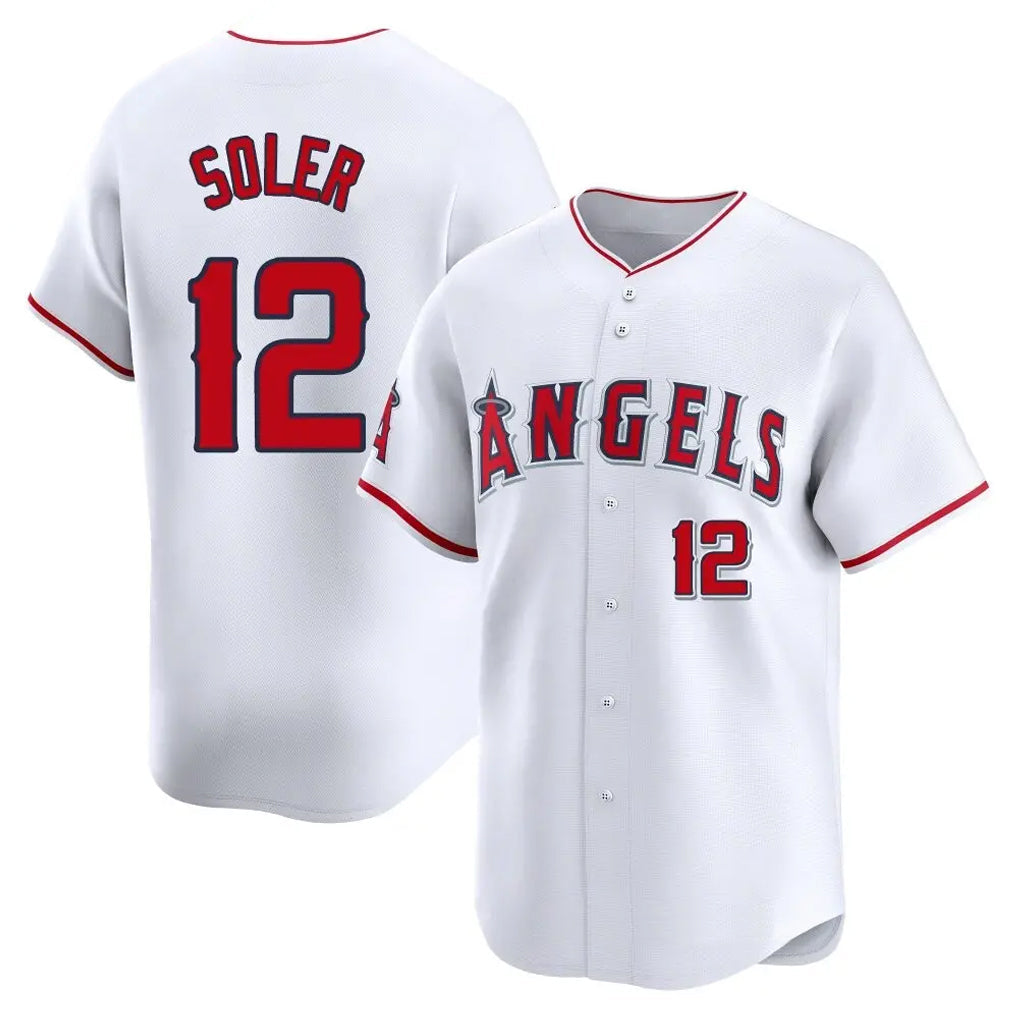 Johmsee LA.Angels #12 Jorge Soler Player White Limited Home Stitched Jerseys