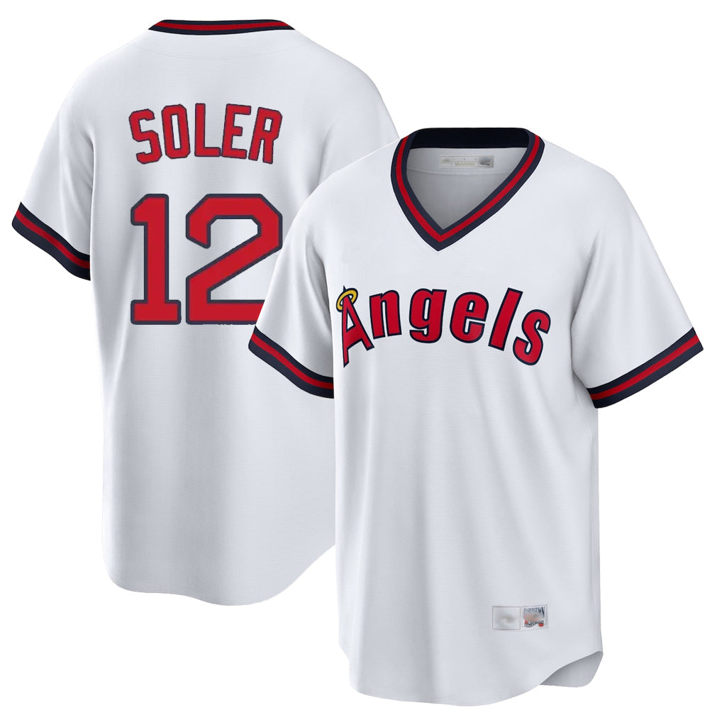 Johmsee LA.Angels #12 Jorge Soler Player White T-shirt Home Game Stitched Jerseys