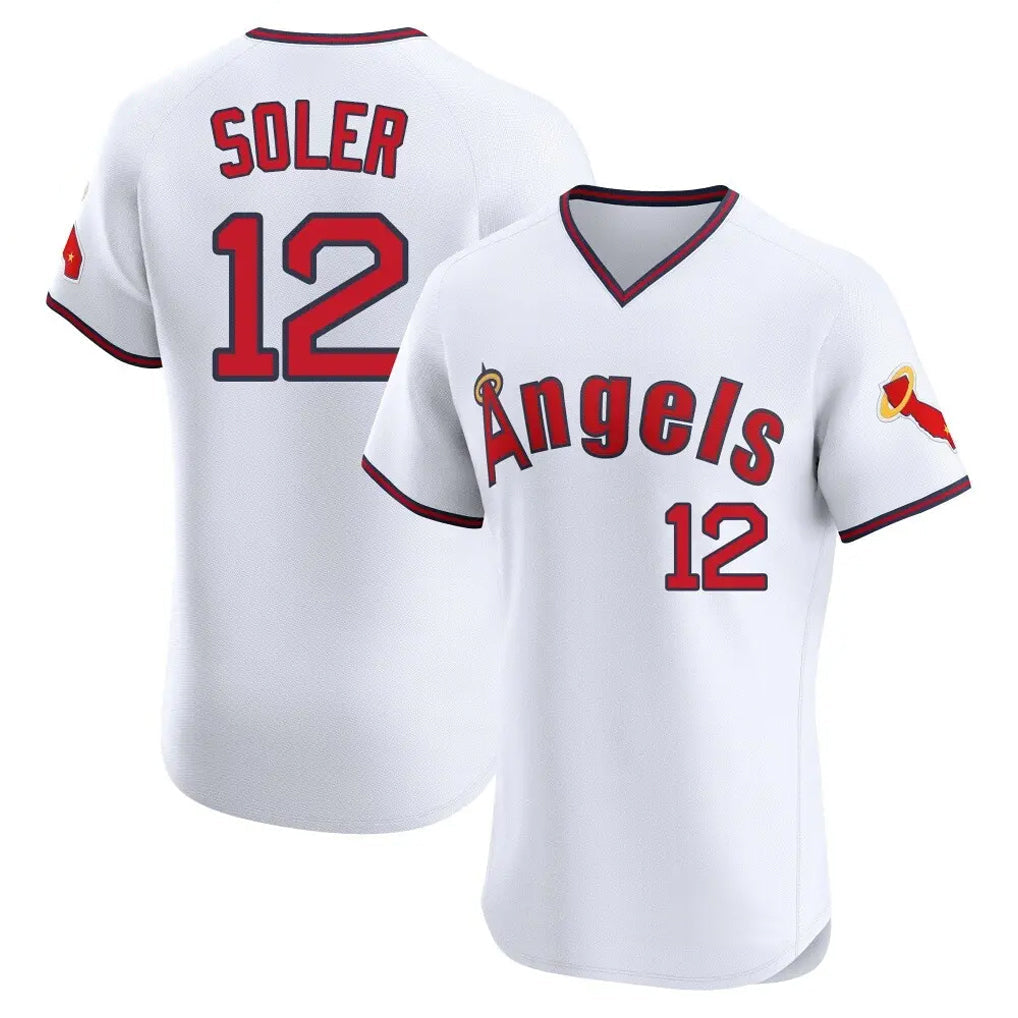 Johmsee LA.Angels #12 Jorge Soler Player White T-shirt Home Limited Elite Stitched Jerseys