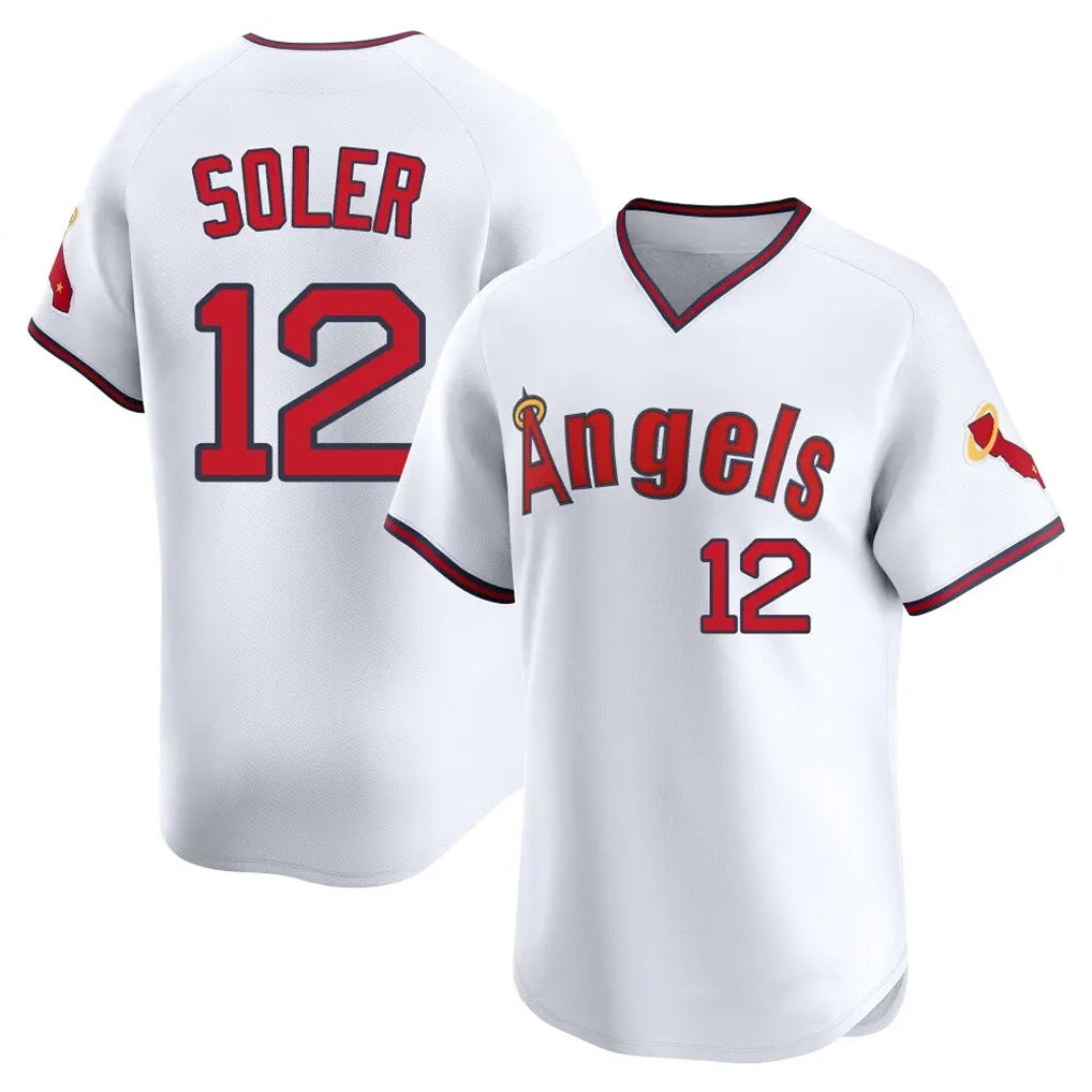 Johmsee LA.Angels #12 Jorge Soler Player White T-shirt Home Limited Stitched Jerseys