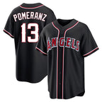 Johmsee LA.Angels #13 Drew Pomeranz Player Black Fashion Out Home Game Stitched Jerseys