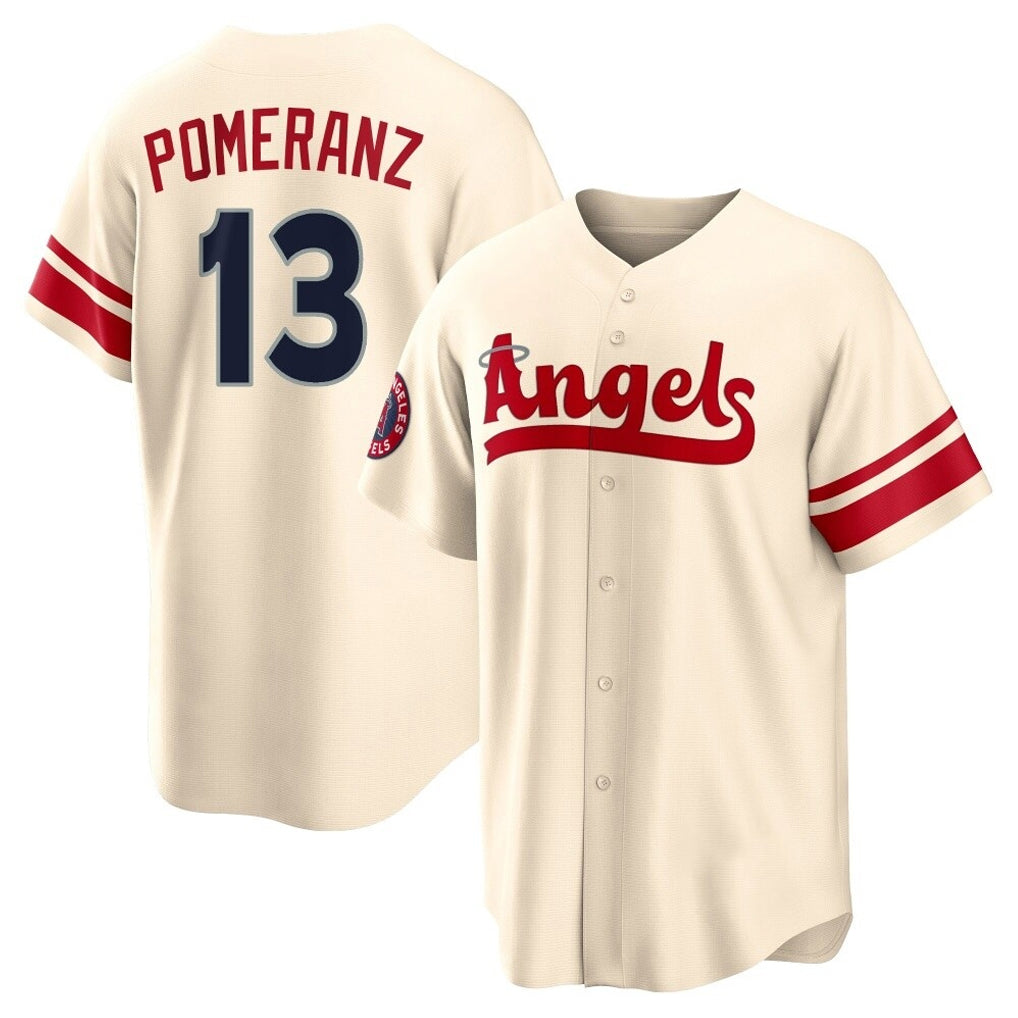 Johmsee LA.Angels #13 Drew Pomeranz Player Cream City Connect Home Stitched Jerseys