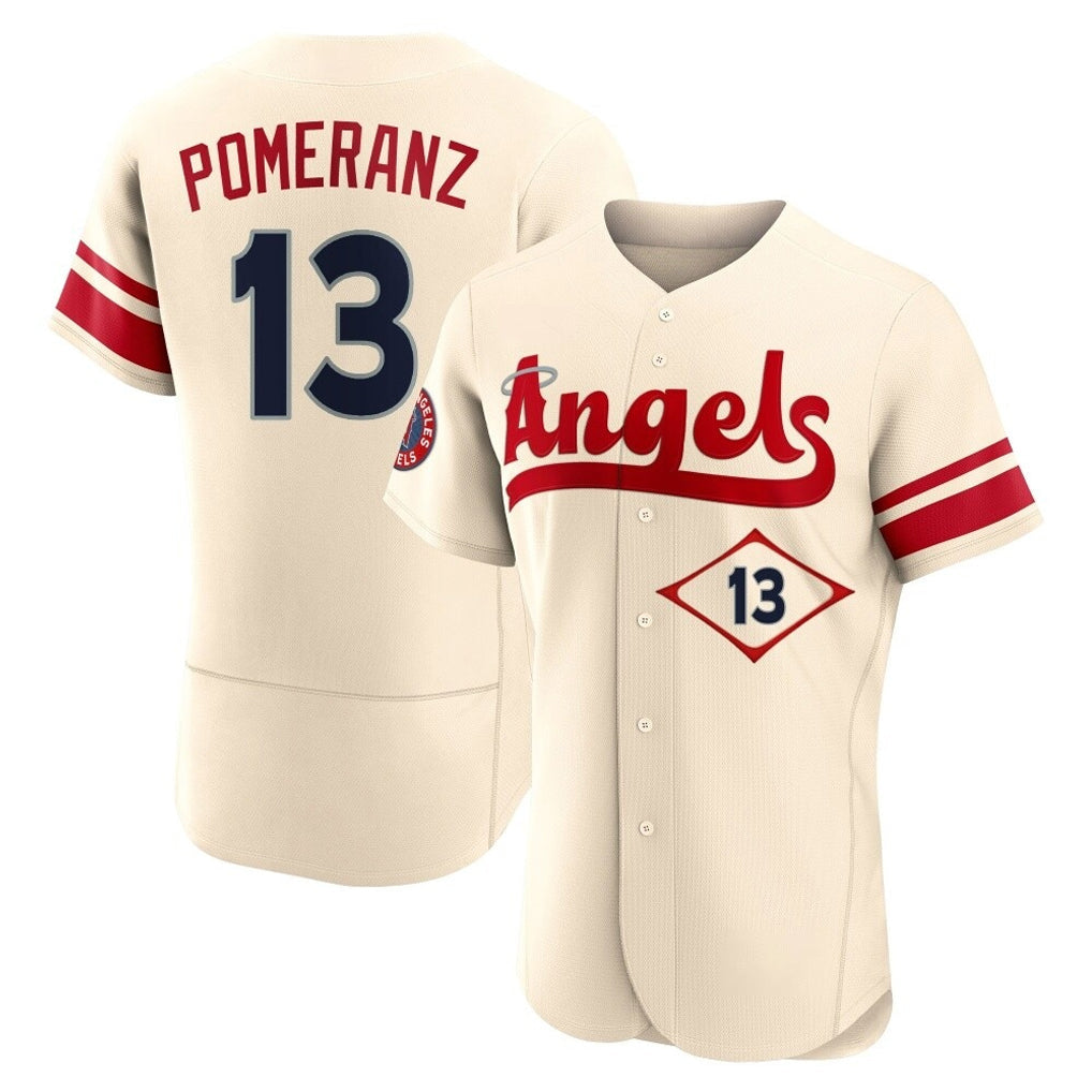 Johmsee LA.Angels #13 Drew Pomeranz Player Cream City Connect Limited ELite Home Stitched Jerseys