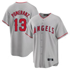 Johmsee LA.Angels #13 Drew Pomeranz Player Gray Home Game Stitched Jerseys