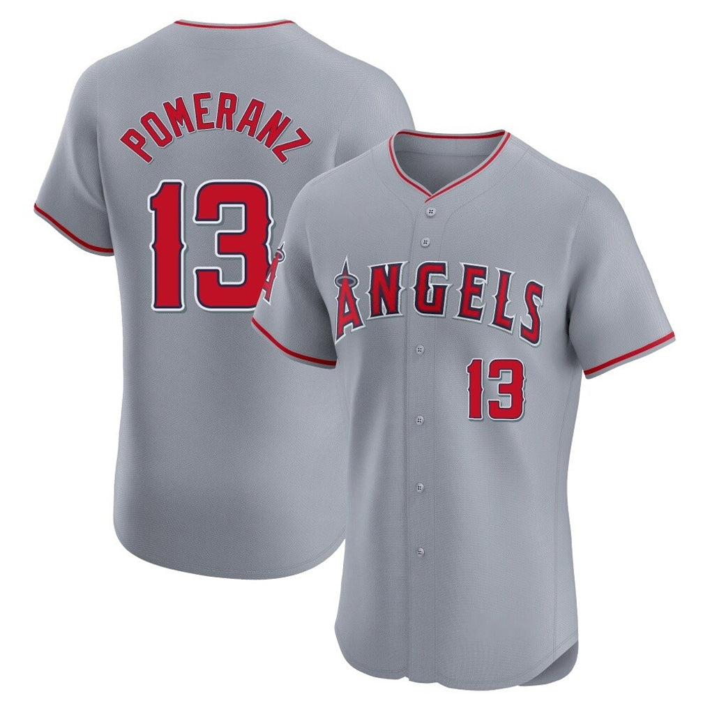 Johmsee LA.Angels #13 Drew Pomeranz Player Gray Home Limited Elite Stitched Jerseys