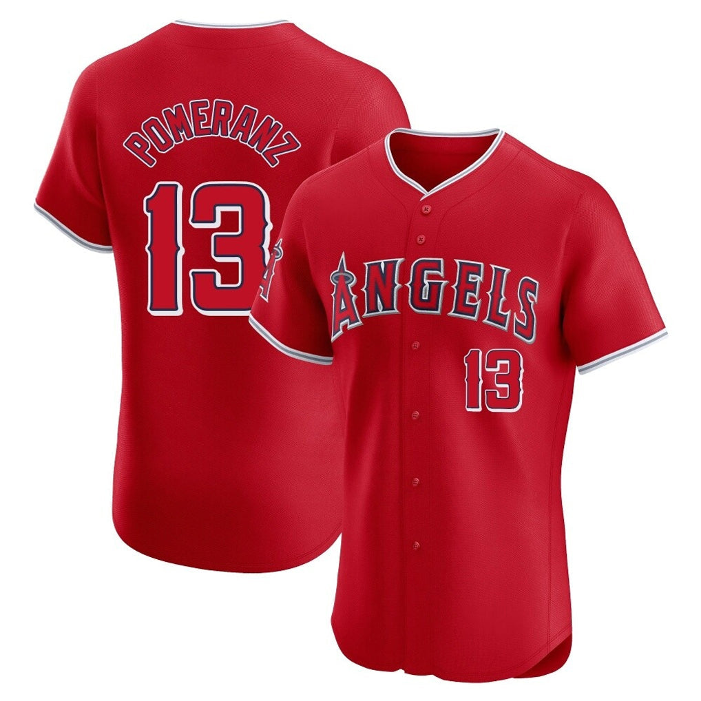 Johmsee LA.Angels #13 Drew Pomeranz Player Red Home Limited Elite Stitched Jerseys