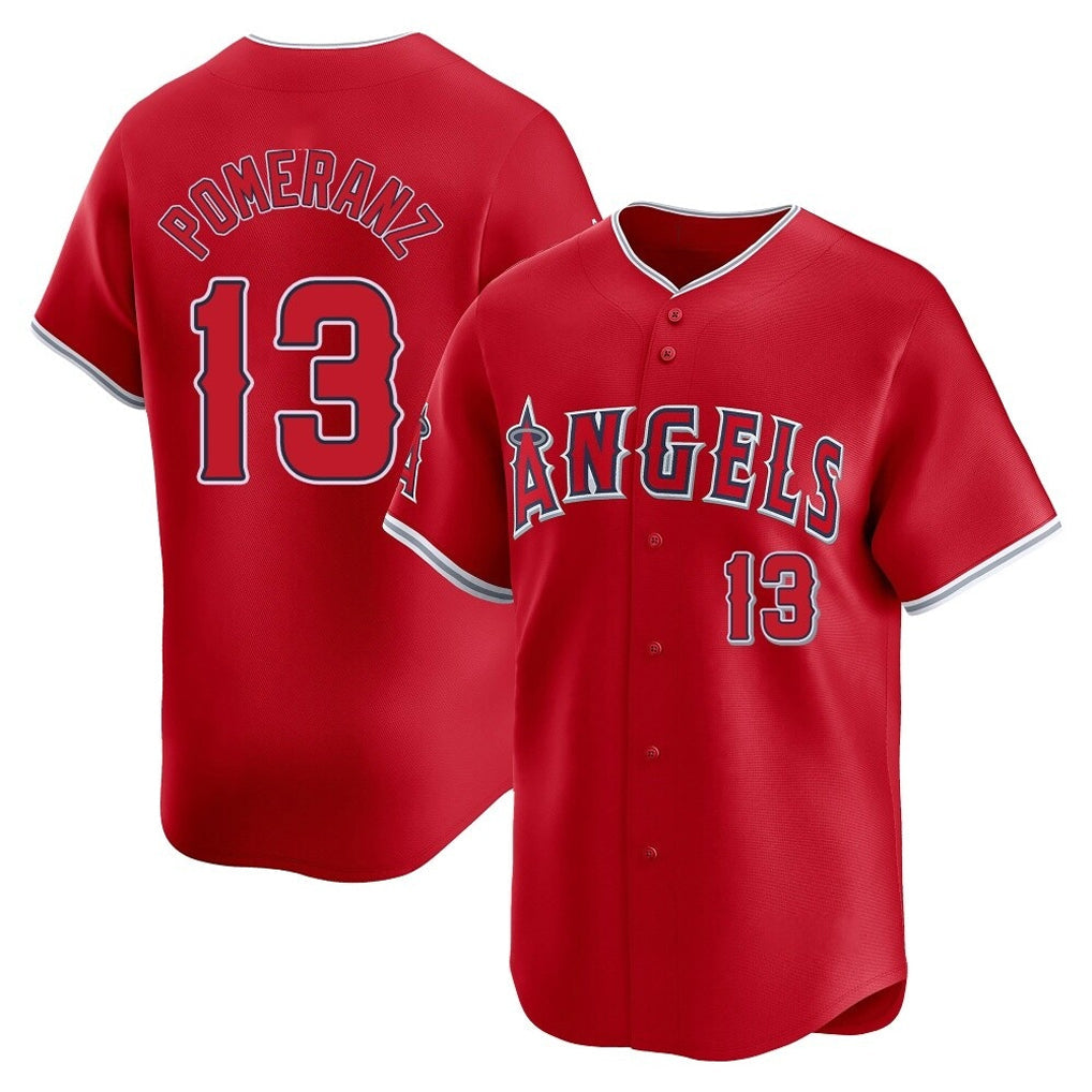 Johmsee LA.Angels #13 Drew Pomeranz Player Red Home Limited Stitched Jerseys