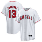 Johmsee LA.Angels #13 Drew Pomeranz Player White Home Game Stitched Jerseys