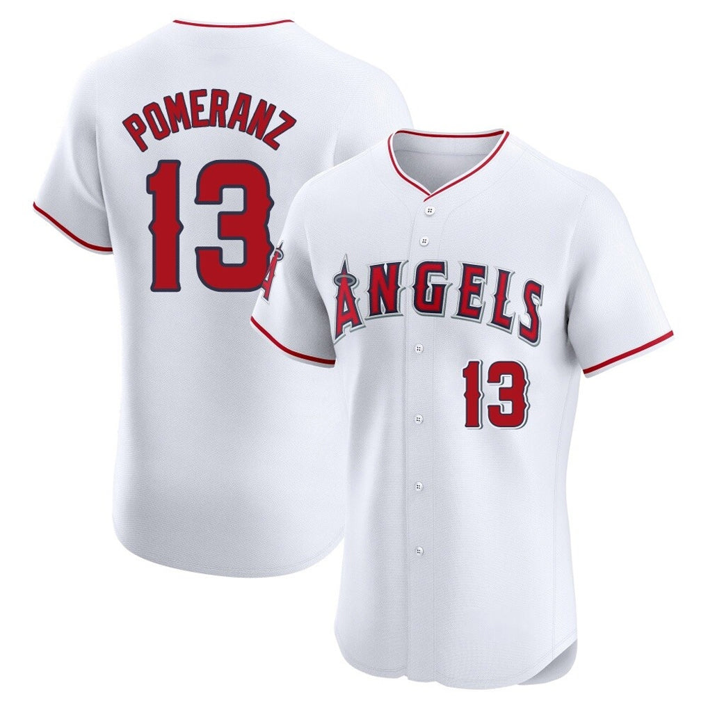 Johmsee LA.Angels #13 Drew Pomeranz Player White Limited Elite Stitched Home Jerseys
