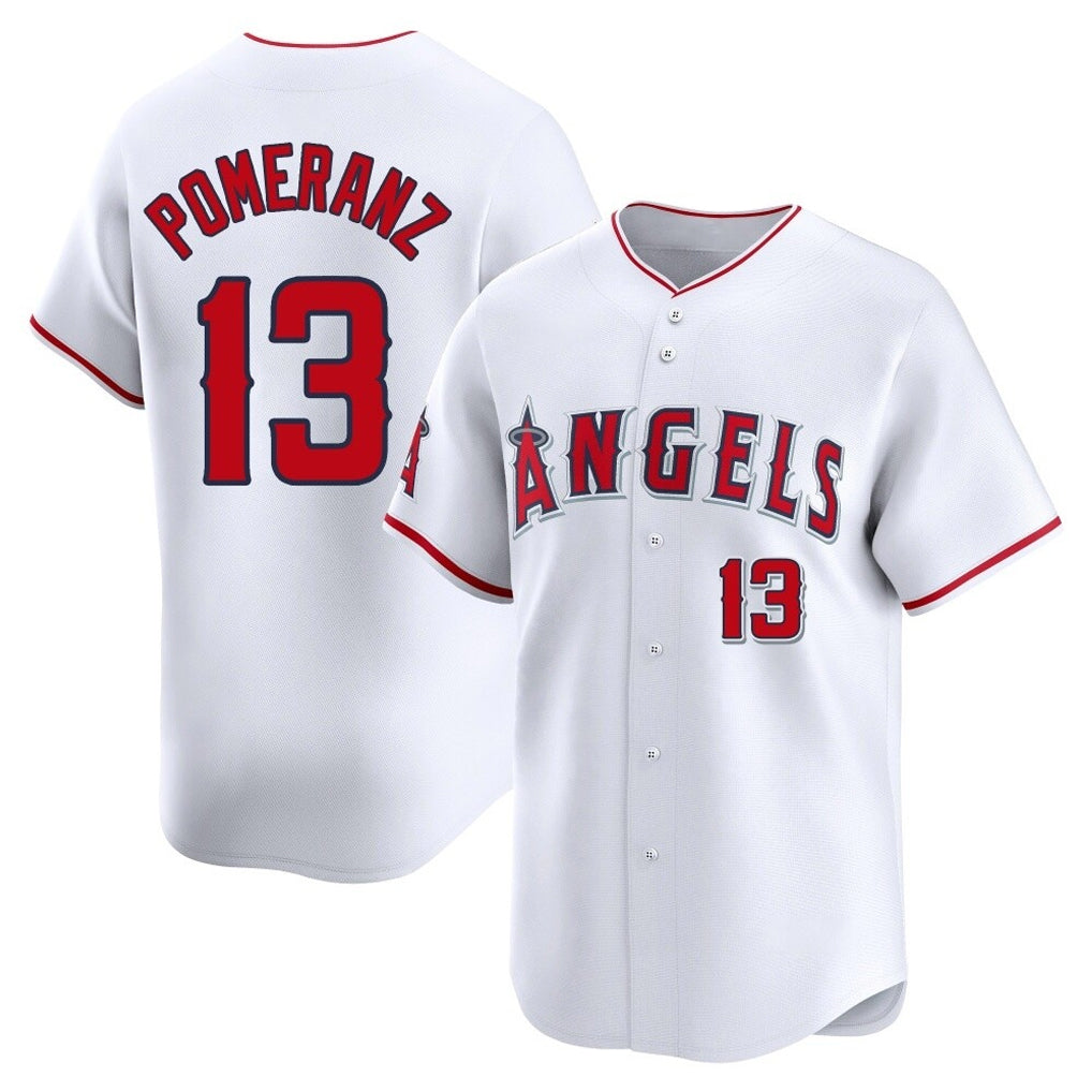 Johmsee LA.Angels #13 Drew Pomeranz Player White Limited Home Stitched Jerseys