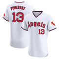 Johmsee LA.Angels #13 Drew Pomeranz Player White T-shirt Home Limited Elite Stitched Jerseys