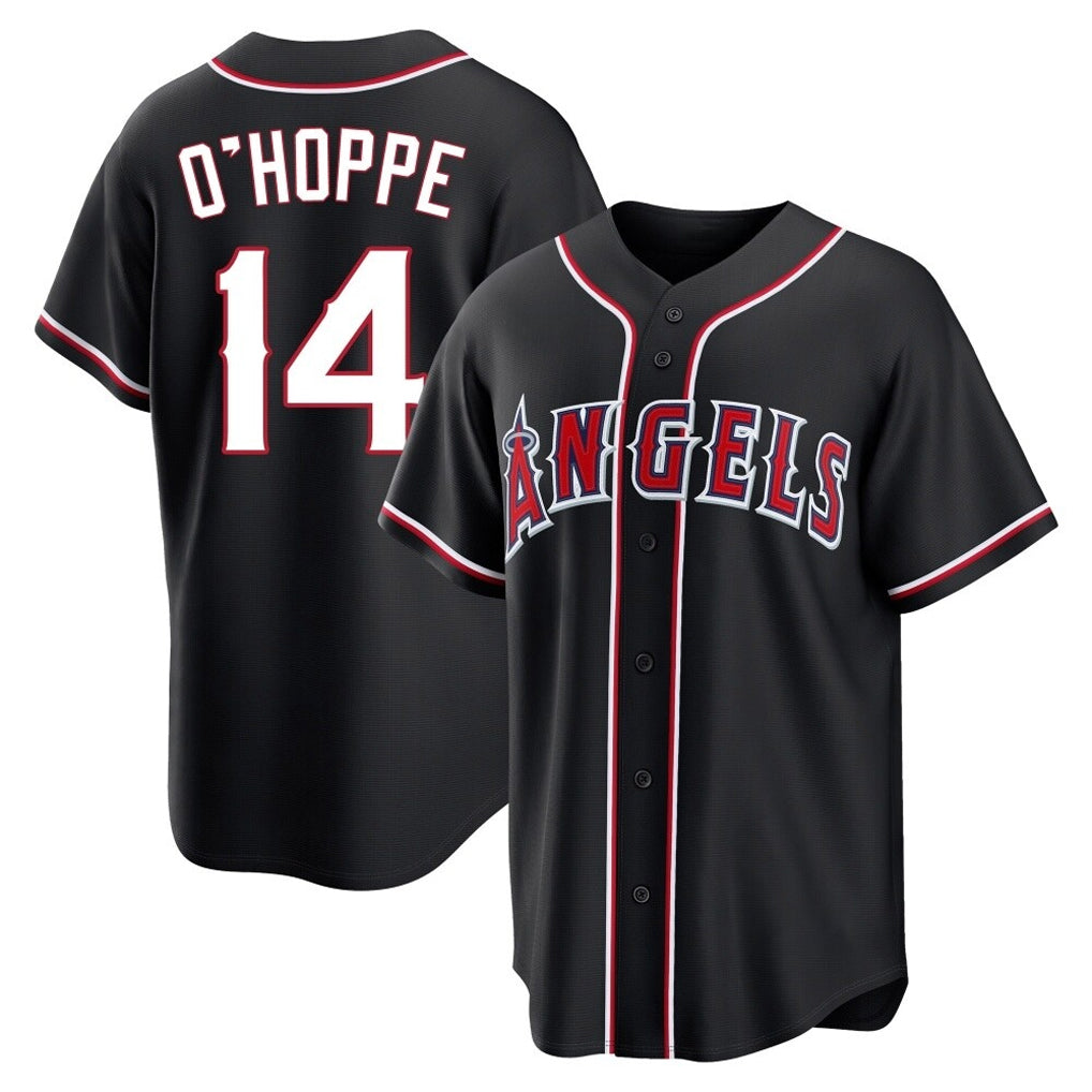 Johmsee LA.Angels #14 Logan O'Hoppe Player Black Fashion Out Home Game Stitched Jerseys