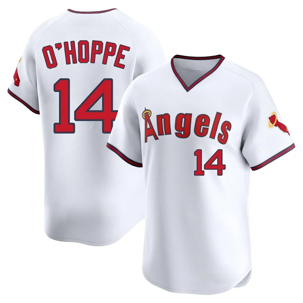 Johmsee LA.Angels #14 Logan O'Hoppe Player White T-shirt Home Limited Stitched Jerseys