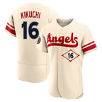 Johmsee LA.Angels #16 Yusei Kikuchi Player Cream City Connect Limited ELite Home Stitched Jerseys