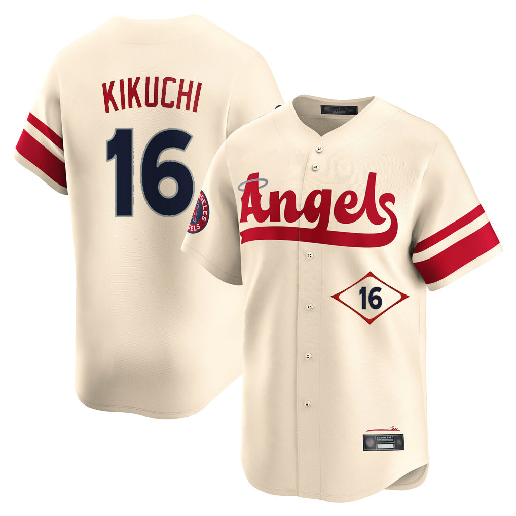Johmsee LA.Angels #16 Yusei Kikuchi Player Cream City Connect Limited Home Stitched Jerseys