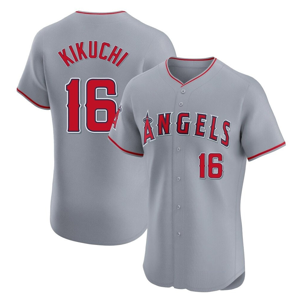 Johmsee LA.Angels #16 Yusei Kikuchi Player Gray Home Limited Elite Stitched Jerseys