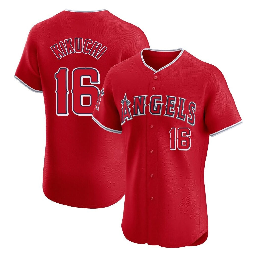 Johmsee LA.Angels #16 Yusei Kikuchi Player Red Home Limited Elite Stitched Jerseys
