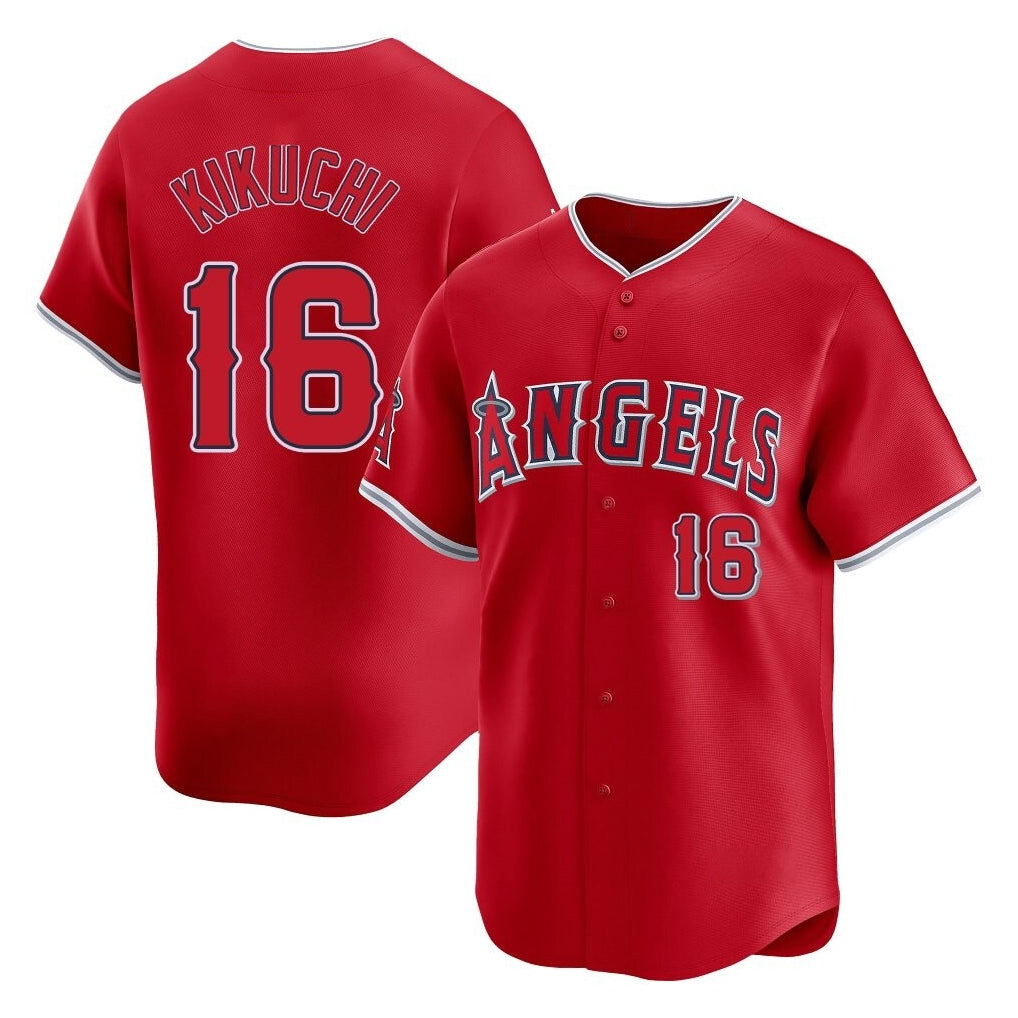 Johmsee LA.Angels #16 Yusei Kikuchi Player Red Home Limited Stitched Jerseys