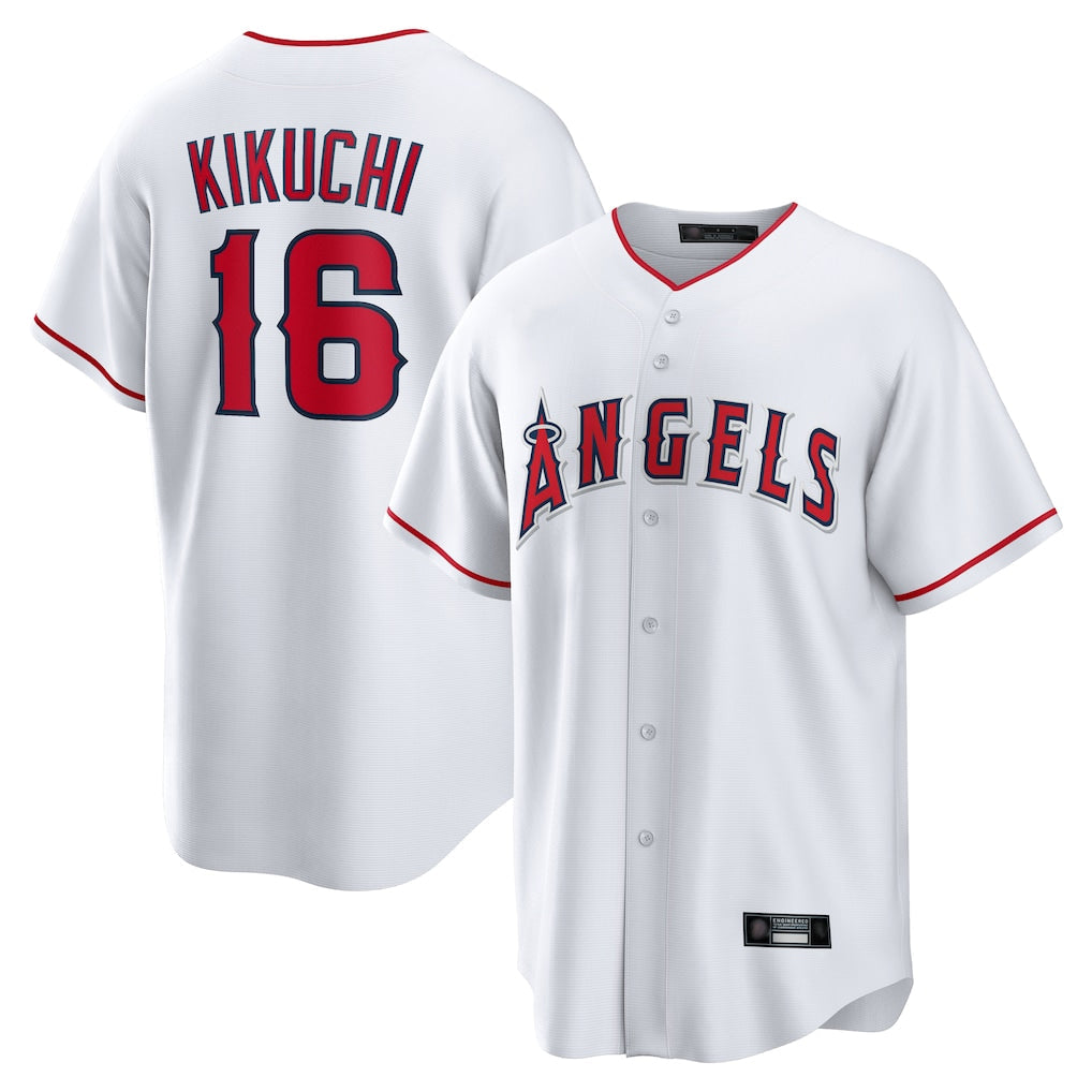 Johmsee LA.Angels #16 Yusei Kikuchi Player White Home Game Stitched Jerseys