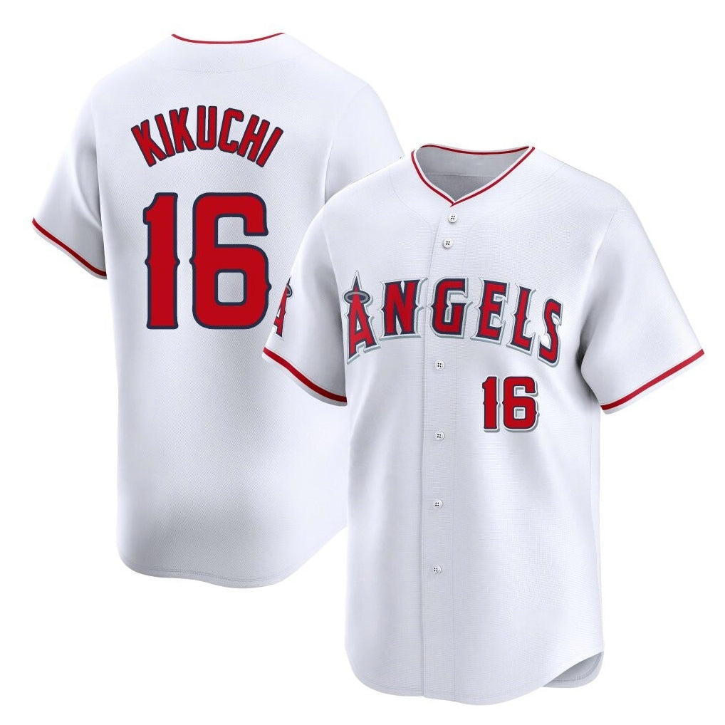 Johmsee LA.Angels #16 Yusei Kikuchi Player White Limited Home Stitched Jerseys