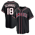 Johmsee LA.Angels #18 Nolan Schanuel Player Black Fashion Out Home Game Stitched Jerseys