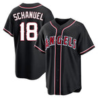 Johmsee LA.Angels #18 Nolan Schanuel Player Black Fashion Out Home Game Stitched Jerseys