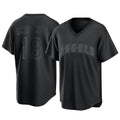 Johmsee LA.Angels #18 Nolan Schanuel Player Black Pitch Fashion T-shirt Stitched Jerseys