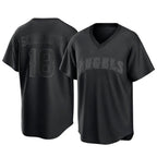Johmsee LA.Angels #18 Nolan Schanuel Player Black Pitch Fashion T-shirt Stitched Jerseys