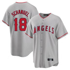 Johmsee LA.Angels #18 Nolan Schanuel Player Gray Home Game Stitched Jerseys