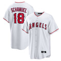 Johmsee LA.Angels #18 Nolan Schanuel Player White Home Game Stitched Jerseys