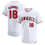 Johmsee LA.Angels #18 Nolan Schanuel Player White Limited Elite Stitched Home Jerseys