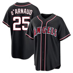 Johmsee LA.Angels #25 Travis d'Arnaud Player Black Fashion Out Home Game Stitched Jerseys