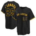 Johmsee LA.Angels #25 Travis d'Arnaud Player Black Snake Skin City Game Home Stitched Jerseys
